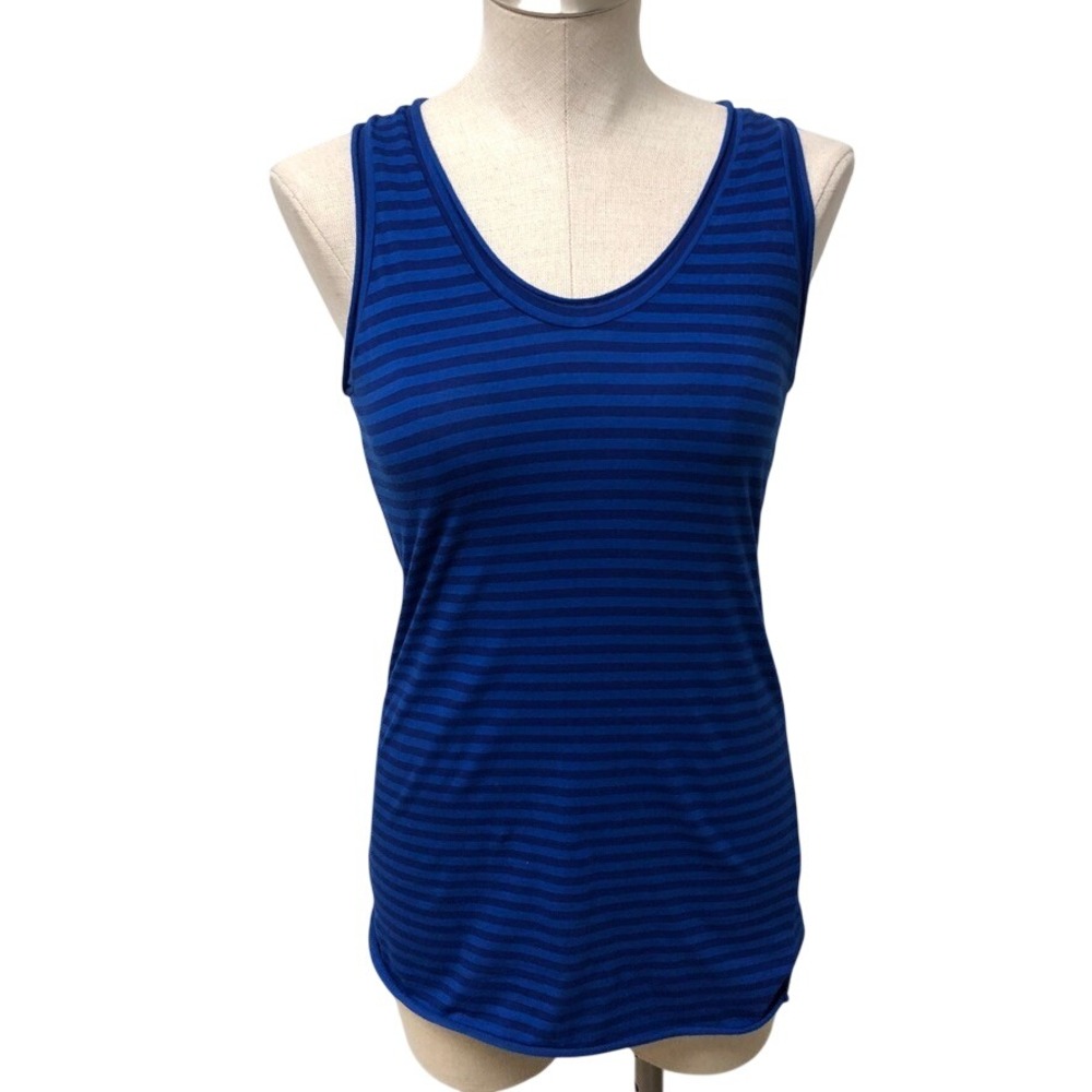 Labo.Art Tank Top Womens 2 Blue Striped Cotton Scoop Neck Italy Casual Comfort